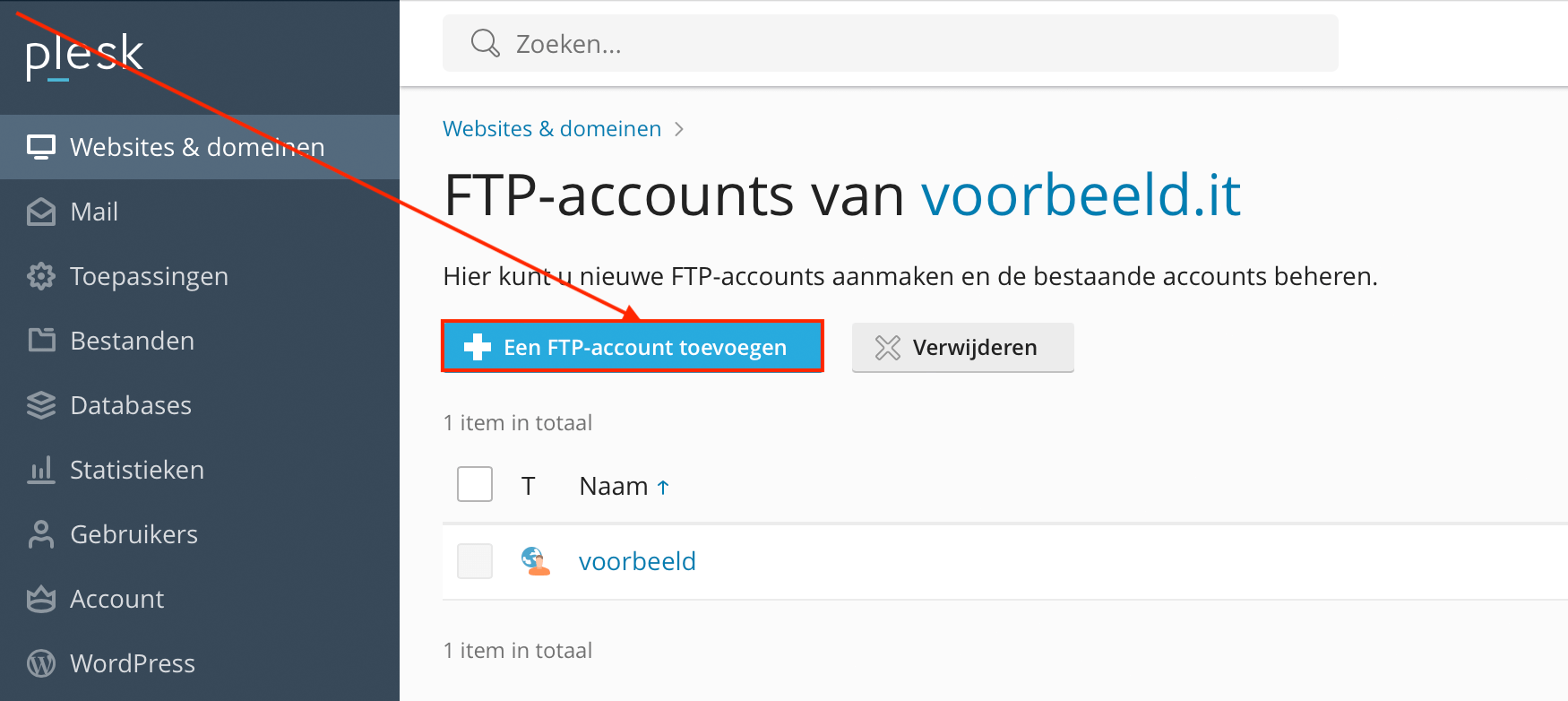 Een FTP-account toevoegen
